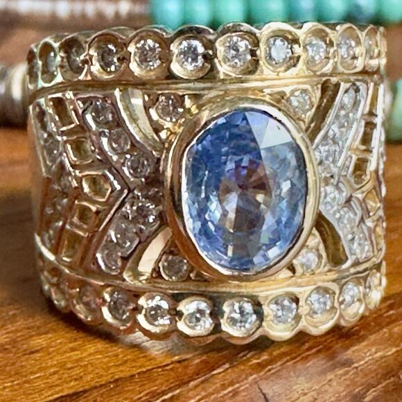 Vintage Natural sapphire diamond ring 14k - Picture 7 of 9
